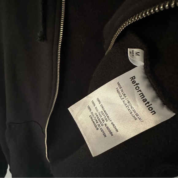 Reformation Paige Zip Hoodie in Black Size Medium - Picture 10 of 12